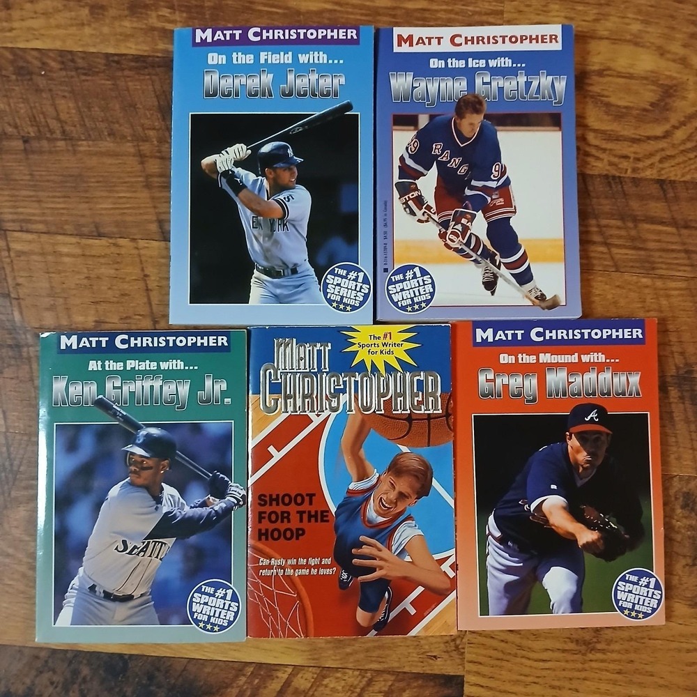 Vintage Matt Christopher Sports‎ Stories Baseball Hockey Lot Of 5 PB Books